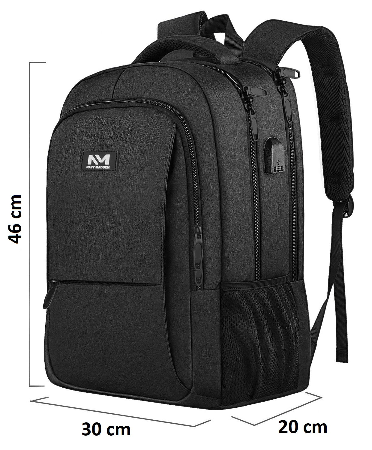 Navy Madden Rugzak Zwart - 15,6 inch - 28L - Medium