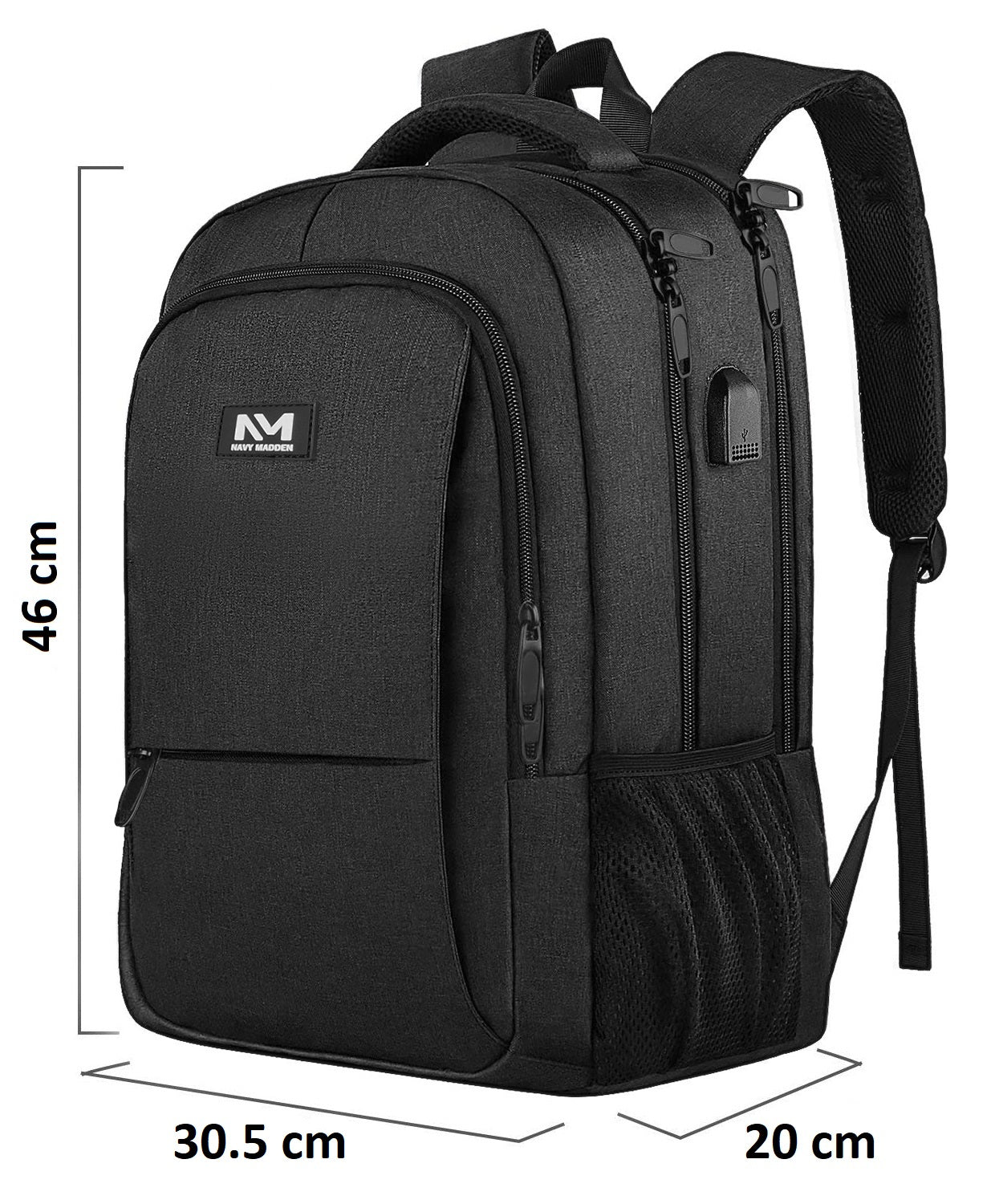 Navy Madden Rugzak Zwart - 15,6 inch - 28L - Medium