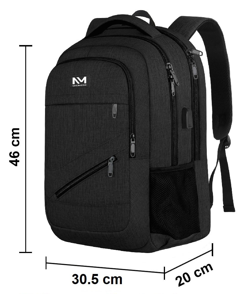 Navy Madden Rugzak Zwart - 15,6 inch - 28L - Medium