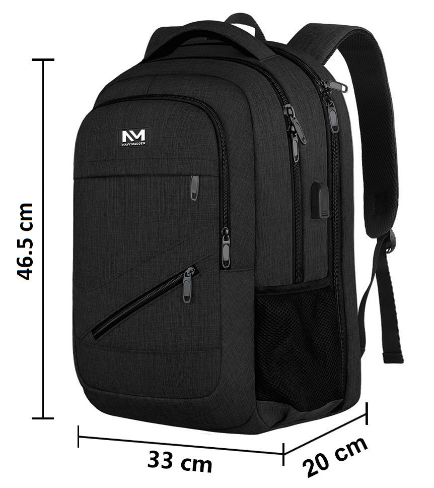 Navy Madden Rugzak Zwart - 17,3 inch - 31L - Large